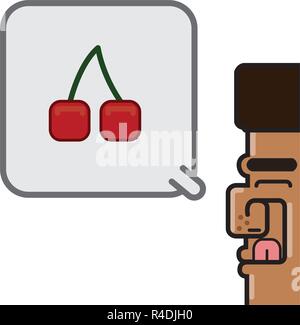 person thinking in cherries vector illustration design Stock Vector