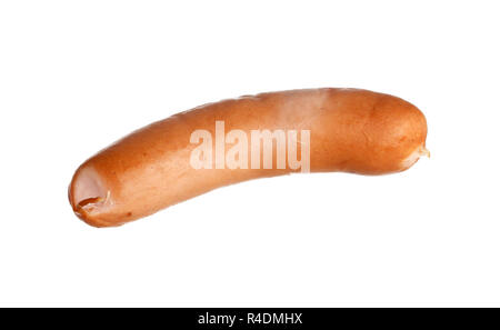 One sausage isolated on white background. Stock Photo