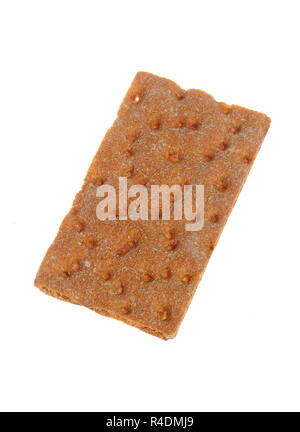One slice of crisp bread isolated on white background. Stock Photo