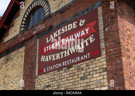 Lakeside and Haverthwaite Steam Railway, Nr Ulverston, Cumbria, English Lake District, UK Stock Photo