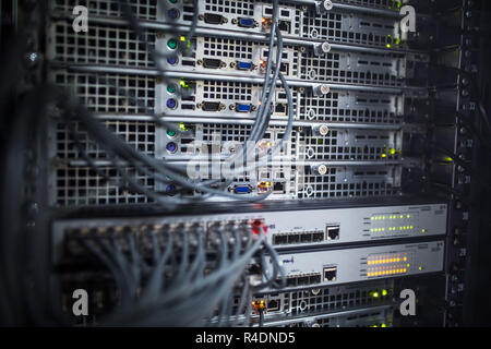 Server rack cluster in a data center (shallow DOF  color toned image) Stock Photo