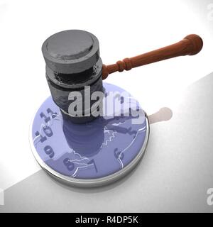 Hammer smashing a clock Stock Photo
