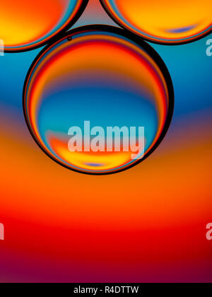 Abstract image of oil droplets with colorful background. Stock Photo
