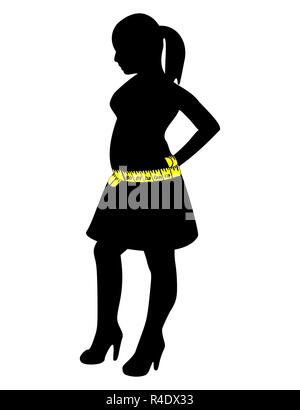 female Silhouette with Body Balance - illustration Stock Photo