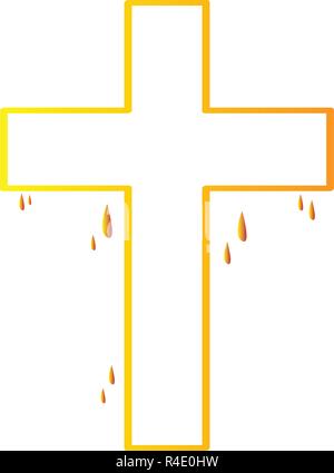 Cross with a blood drops Stock Vector