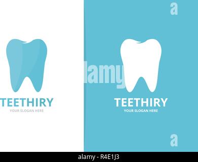 Vector of tooth logo combination. Dental symbol or icon. Unique clinic logotype design template. Stock Vector