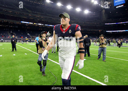 Houston, Texas, USA. 26th Nov, 2018. Houston Texans defensive end J.J. Watt (99) leaves the field following the Texans' 34-17 victory over the Tennessee Titans at NRG Stadium in Houston, TX on November 26, 2018. Credit: Erik Williams/ZUMA Wire/Alamy Live News Stock Photo