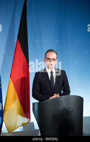 Berlin, Germany. 27th Nov, 2018. Heiko Maas (SPD), Foreign Minister, spoke at a press conference with the Austrian Foreign Minister after her talks at the Federal Foreign Office. Credit: Bernd von Jutrczenka/dpa/Alamy Live News Stock Photo