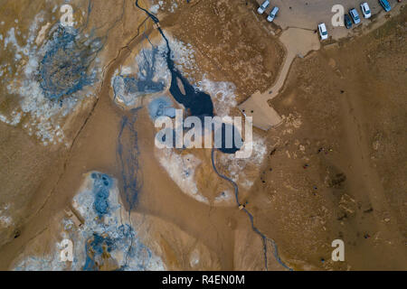 Aerial view of Hoverer Geothermal Area, Northeast Iceland Stock Photo