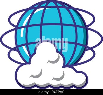 cloud computing server with planet vector illustration design Stock Vector