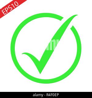 Check mark icon in flat style. Ok, accept vector illustration on white isolated background. Tick business concept. eps10 Stock Vector