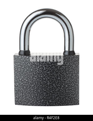 Front view of closed padlock isolated on white Stock Photo