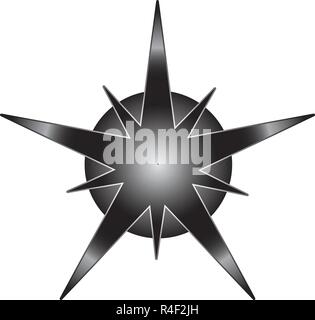 Christmas Shiny Star Shape Vector Illustration Isolated on white background. Sparkling Star Top View. Christmas neon star for tree decoration or desig Stock Vector