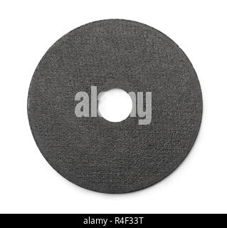 Top view of abrasive cutting wheel isolated on white Stock Photo