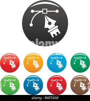 Brand vector icons set 9 color vector isolated on white for any design Stock Vector