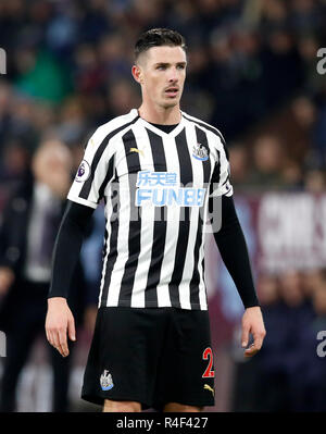 Newcastle United's Ciaran Clark during the Premier League match at Turf Moor, Burnley. PRESS ASSOCIATION Photo. Picture date: Monday November 26, 2018. See PA story SOCCER Burnley. Photo credit should read: Martin Rickett/PA Wire. RESTRICTIONS: EDITORIAL USE ONLY No use with unauthorised audio, video, data, fixture lists, club/league logos or 'live' services. Online in-match use limited to 120 images, no video emulation. No use in betting, games or single club/league/player publications. Stock Photo