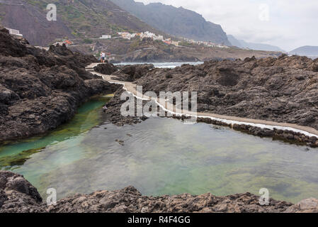 Empty water poll at Garachico, natural public swimming pool, Tenerife, Spain Stock Photo