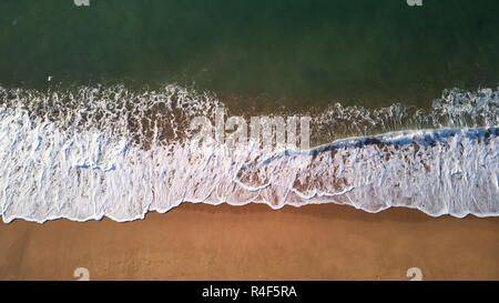 Aerial drone picture from Spanish beach in Costa Brava, near the small town Palamos Stock Photo