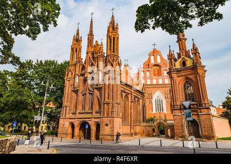 One of the most interesting examples of Gothic architecture in Lithuania.St. Anne's Church is part of an ensemble, comprising the much larger Gothic C Stock Photo