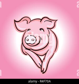 Pig head silhouette, good for the farm or restaurant icon. Stock Vector