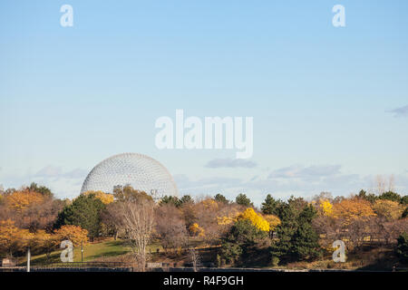 MONTREAL, CANADA - NOVEMBER 4, 2018: Montreal Biosphere, on Ile Sainte Helene Island, in Jean Drapeau park, taken during an autumn afternoon. It is on Stock Photo