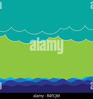 Design business Empty copy space text for Ad website promotion isolated Banner template. Halftone Wave and Fluffy Heavy Cloud Seascape Scenic with Bla Stock Vector