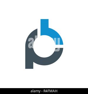 Logo of stylized Letter P and B. Clean and simple logo template, suitable for a creative company, studio, team, etc. Made from 100% vector shapes you  Stock Vector