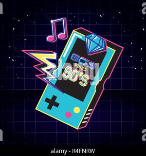 video game hand of eighties and nineties retro vector illustration design Stock Vector