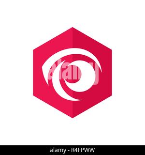 Hexagonal Eye Vector Logo. Vision Icon Design - Vector Stock Vector