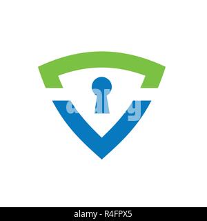 Secure shield icon, logo element. Made from 100% vector shapes you can resize without losing quality. Stock Vector