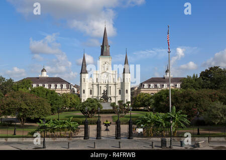 Historic Basilica of St. Louis, in New Orleans, the oldest Cathedral in United States is located in the Roman catholic archdioceses of New Orleans. Stock Photo