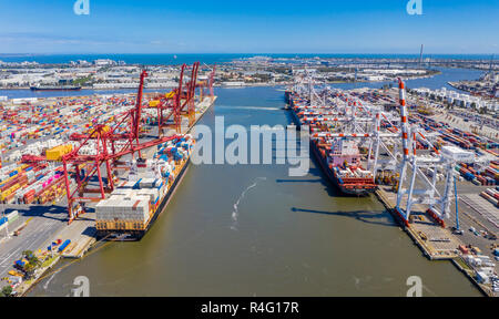 Aerial photo of container terminal in Melbourne, Australia Stock Photo