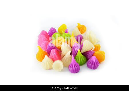 Aalaw candy isolated / colourful candies sweets dessert candy isolated on white background / thai traditional sweet dessert Stock Photo