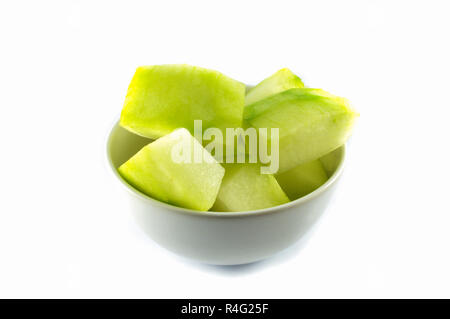 winter melon isolated / slice winter melon in white bowl isolated on white background Stock Photo
