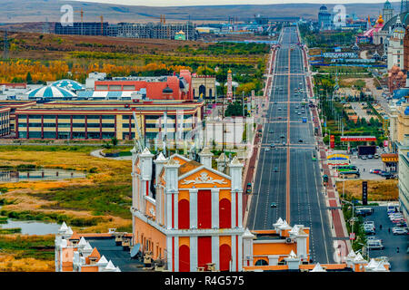 Russian Infrastructure in Manzhouli, Inner Mongolia, China Stock Photo