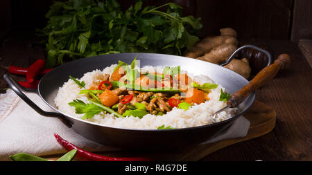 veal fricassee with rice Stock Photo