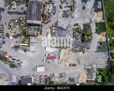 Aerial view over industrial place. Stock Photo