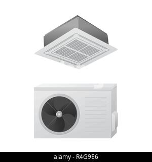 The air conditioning split system. Vector illustration. The concept of a comfortable climate in home. HVAC. Ceiling Cassette. Stock Vector
