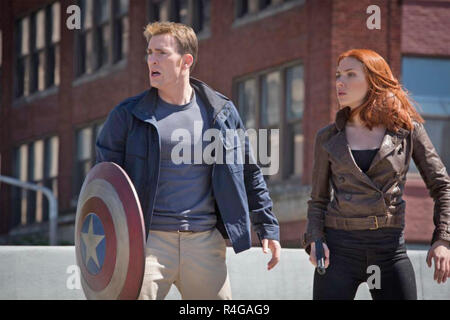 CAPTAIN AMERICA: THE WINTER SOLDIER 2014 Marvel Studios film with Scarlett Johansson and Chris Evans Stock Photo