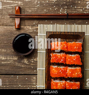 Photo rolls on rectangular plate Stock Photo