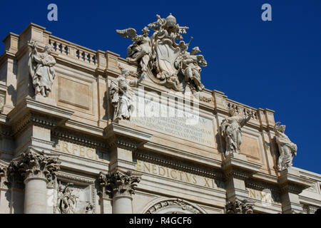 Top of famous Trevi Fountain in Rome, Italy. Stock Photo