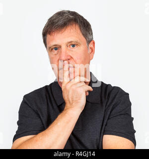Man having problems, Isolated over white background Stock Photo