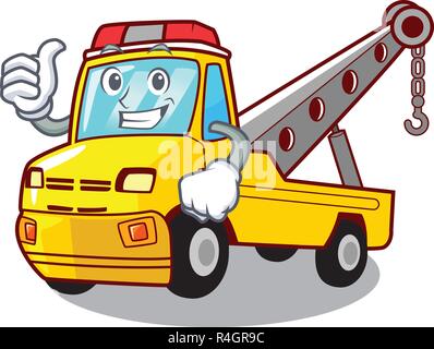 Thumbs up truck tow the vehicle with mascot Stock Vector