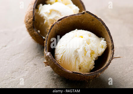 Coconut ice cream in Coconut shell Stock Photo - Alamy