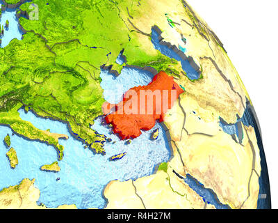 Turkey on Earth in red Stock Photo
