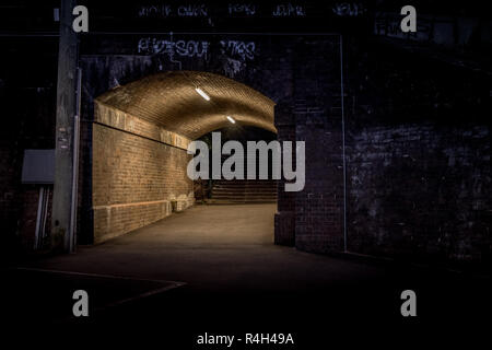 Spooky tunnel and stairs Stock Photo