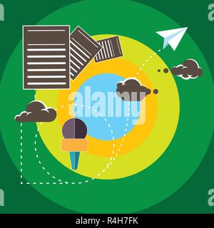 Design business Empty template isolated Minimalist graphic layout template for advertising . Information and Documents Passing thru Cloud Hosting Fast Stock Vector
