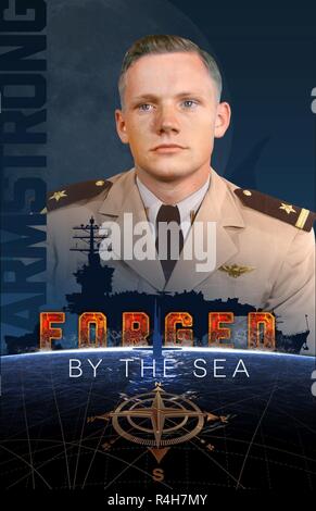 US Navy Forged by the Sea Poster featuring Neil Alden Armstrong Stock Photo