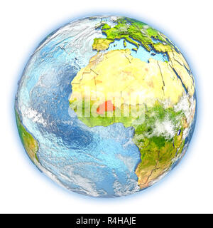 Burkina Faso on Earth isolated Stock Photo