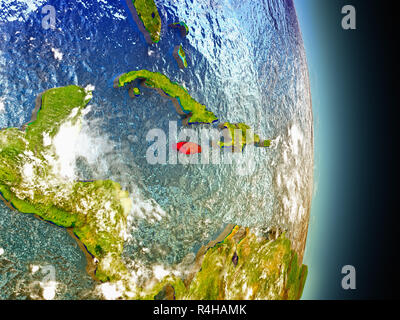 Jamaica in red from space Stock Photo